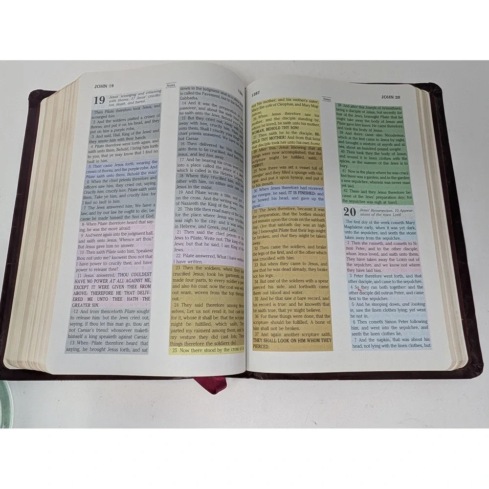 Vintage 1996 Rainbow Study Bible KJV Burgundy Hardcover Rainbow Studies RSI